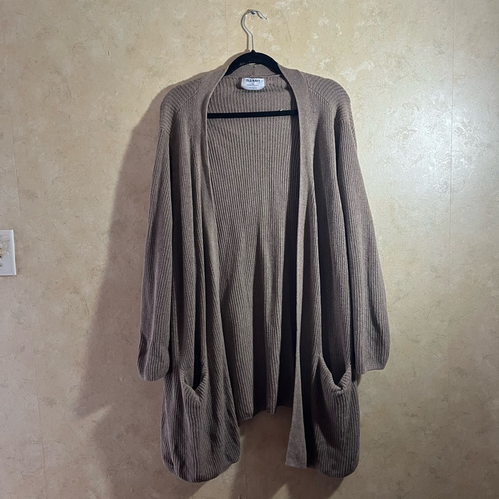 Cozy Tan Open-Front Sweater